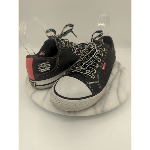 Levi's Shoes Woman's Size 7.5 Black White Red Canvas Athletic Lace Up Retro - Picture 1 of 11